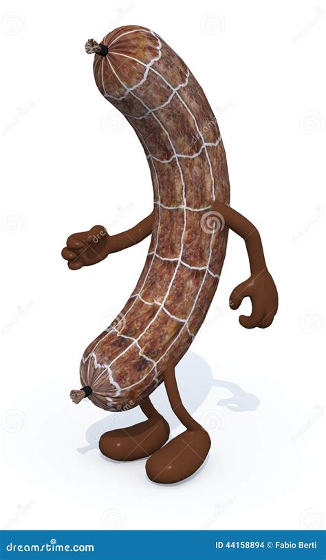 Cartoon Salami with Arms and Legs Stock Illustration - Illustration of detail, funny: 44158894