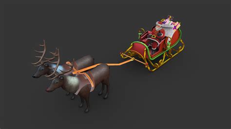 Character Santa sleigh reindeers Lowpoly rigged - Buy Royalty Free 3D ...