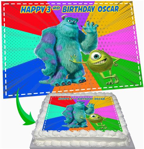 MONSTERS INC BIRTHDAY PARTY PERSONALISED ICING EDIBLE COSTCO CAKE TOPPER Mc2763 MONSTERS INC ...