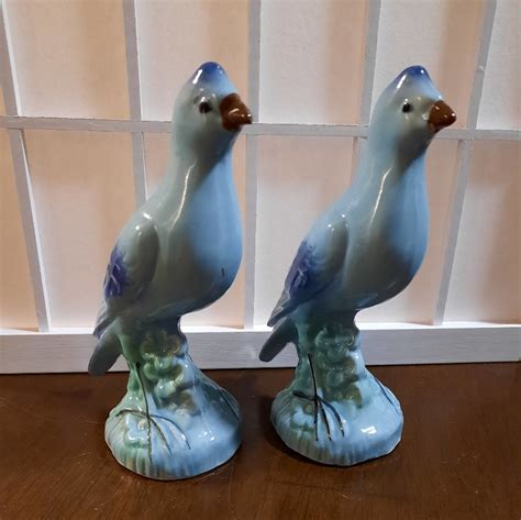 Vintage Antique Blue Bird Ceramic Figurine Made In Br… - Gem