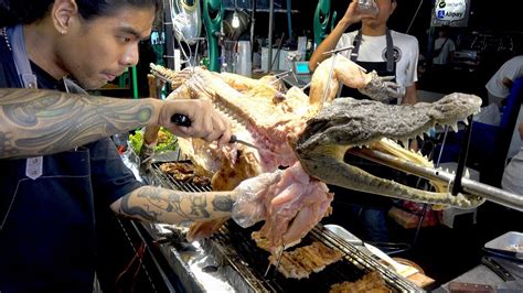 Thailand Street Food Grilled Crocodile Meat