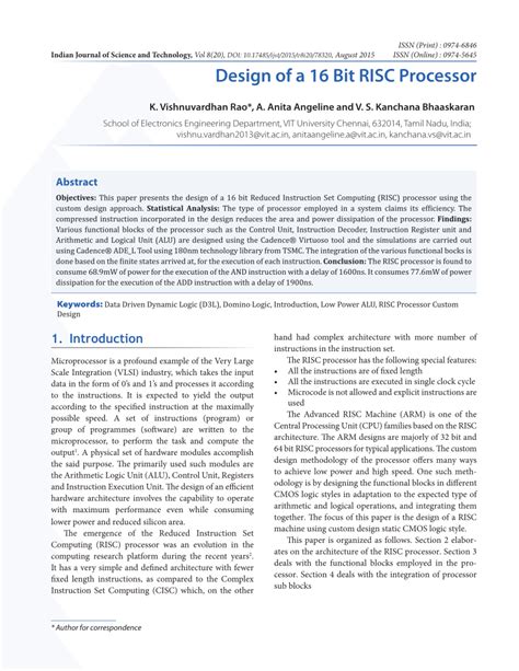 (PDF) Design of a 16 bit RISC processor