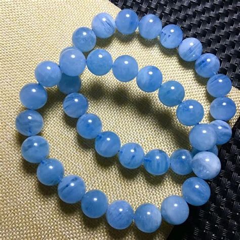 Natural Blue Aquamarine Bracelet stone Crystal 11 10mm AAA-in Strand Bracelets from Jewelry ...