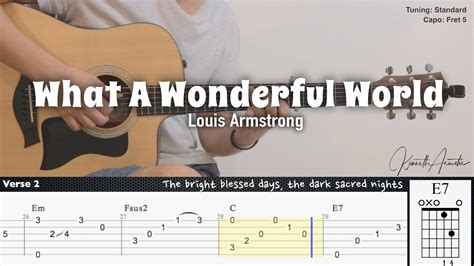 What A Wonderful World – Louis Armstrong | Fingerstyle Guitar | TAB + Chords + Lyrics | Guitar ...