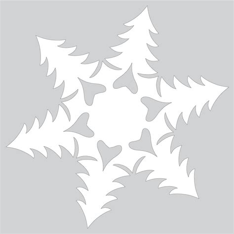 Paper Snowflake Pattern with Christmas Trees Cut out Template | Free Printable Papercraft Templates