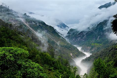 photography, Nature, Landscape, Mountains, Mist, River, Clouds, Trees ...