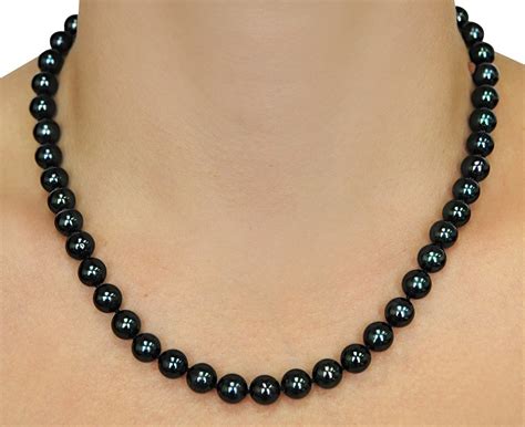 8.0-8.5mm Japanese Akoya Black Pearl Necklace- AAA Quality