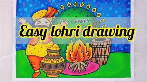 Easy drawing on lohri/ lohri drawing /lohri drawing for kids/lohri ...