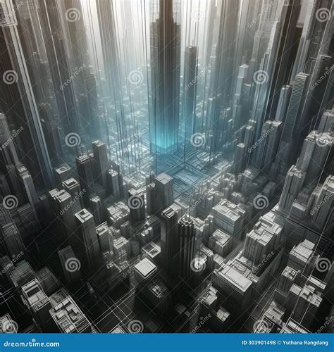 Cyber City Concept Art Architecture, Illustration 3D. Stock ...