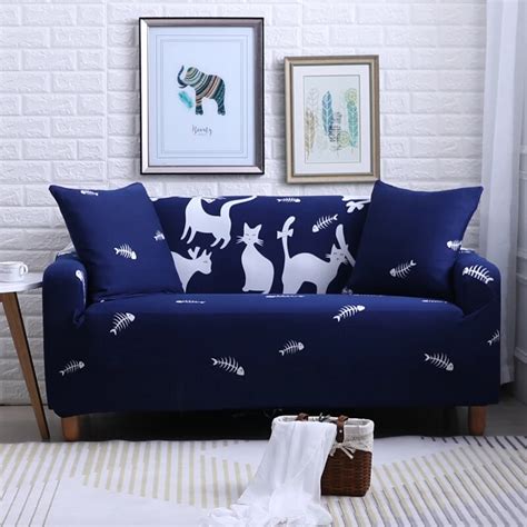 iDouillet White Kitty Cat Print Sofa Cover Spandex Stretch Chair Loveseat Couch 3 or 4 Seater ...