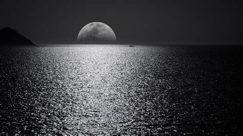 White Black Moon Evening Night Time Seascape 5k, HD Nature, 4k Wallpapers, Images, Backgrounds ...