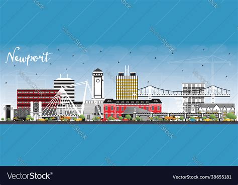 Newport wales city skyline with color buildings Vector Image