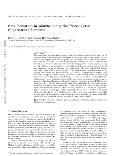 (PDF) Star formation in galaxies along the Pisces-Cetus Supercluster filaments | Scott Porter ...