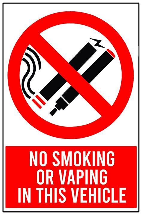 2x NO SMOKING or VAPING Vehicle Warning Sign Stickers for Taxi, cars ...