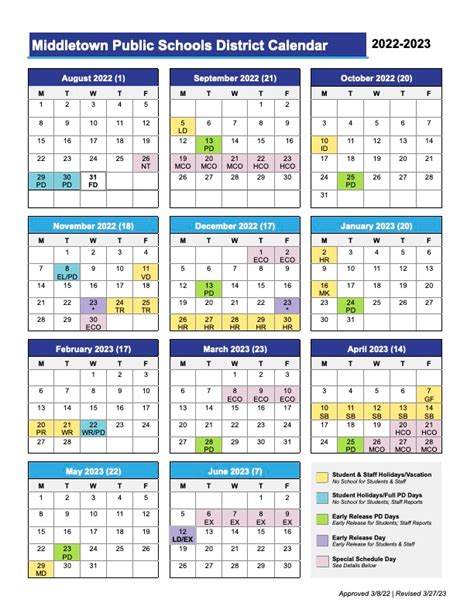 District Academic Calendar | Middletown Public Schools