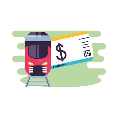 Train Travel Vehicle with Ticket Paper Stock Illustration - Illustration of button, tram: 156191184