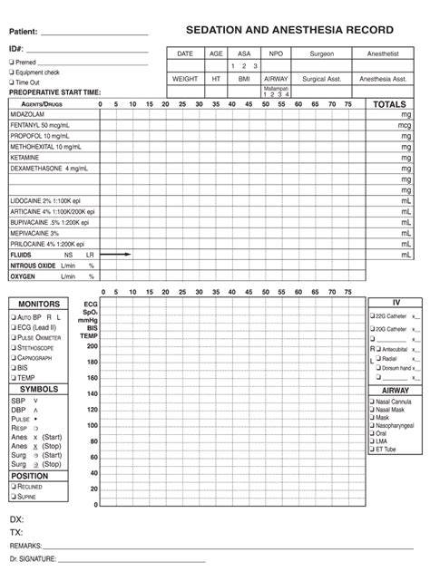 Sedation and Anesthesia Record - Fill and Sign Printable Template Online | US Legal Forms