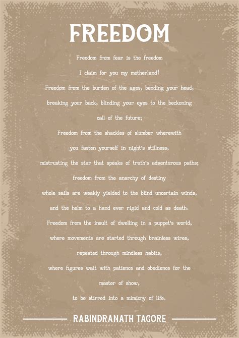 Rabindranath Tagore Freedom Poem Art Print - Etsy UK