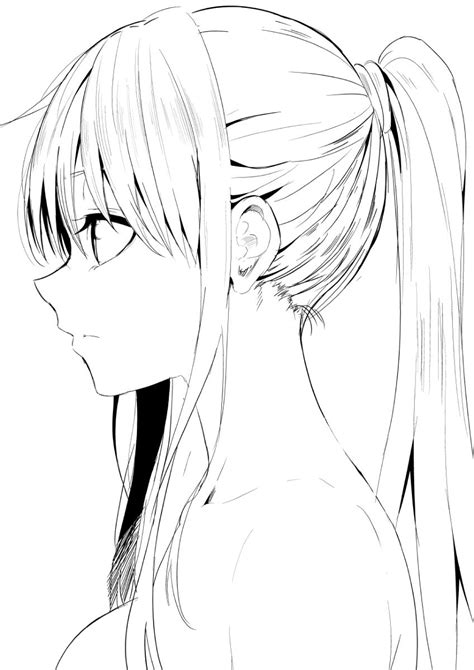 Side view [Original] | Ponytail drawing, Side view drawing, Anime drawings