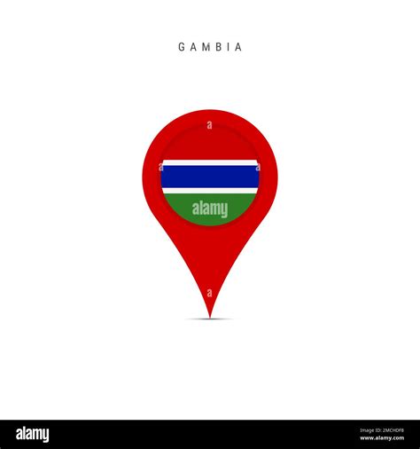 Teardrop map marker with flag of Gambia. Gambian flag inserted in the location map pin. Flat ...