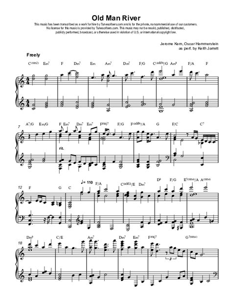 Tunescribers | Old Man River | Sheet Music