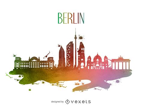 Berlin Watercolor Skyline Silhouette Vector Download