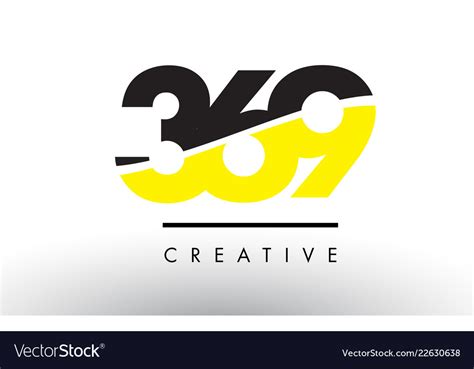 369 black and yellow number logo design Royalty Free Vector