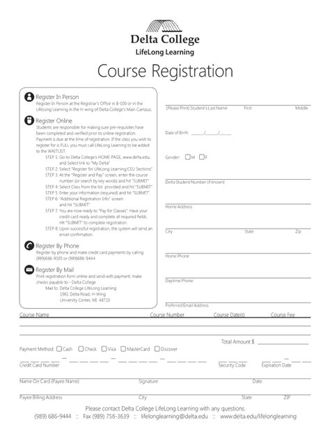 Fillable Online delta Registration Form (PDF) - Delta College Fax Email ...