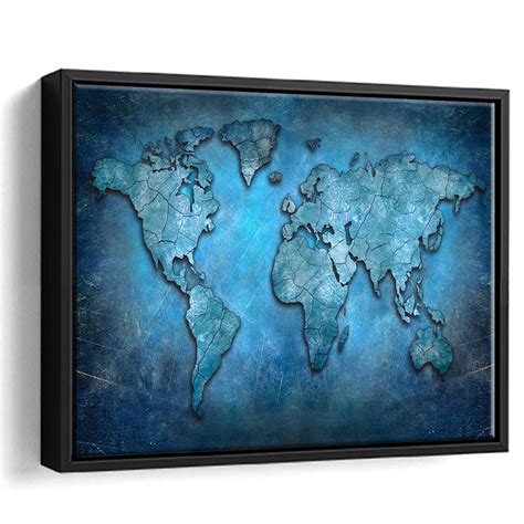 World Map Canvas Blue Abstract World Map Framed Canvas Prints Wall Art ...