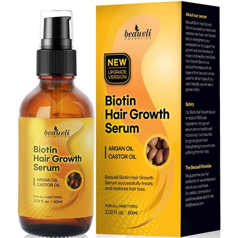 Biotin Hair Growth Serum With Castor Oil, Argan Oil Hair Loss Prevention Treatment With Fine ...