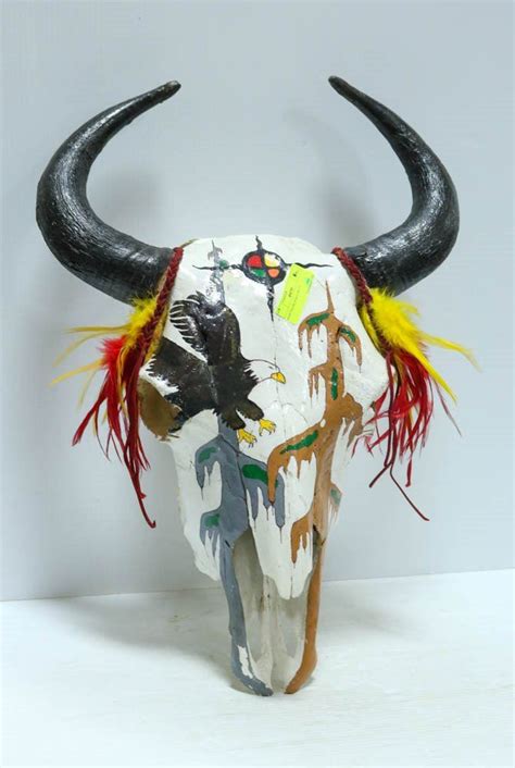 UNIQUE FIRST NATION STYLE PAINTED BUFFALO SKULL - Kastner Auctions