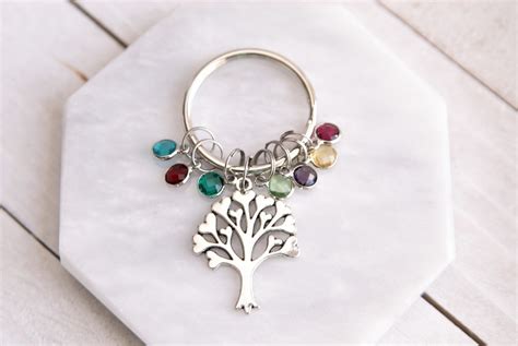 Family Birthstone Keychain Mother's Day Gift - Etsy