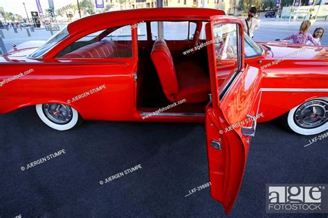 Red vintage car, Dubai, UAE, United Arab Emirates, Middle East, Asia, Stock Photo, Picture And ...