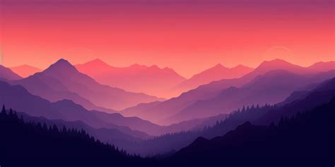 Premium AI Image | Vibrant Orange and Deep Violet Minimalist Mountain ...