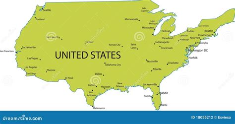 Map Of USA With Major Cities Stock Photography - Image: 18055212