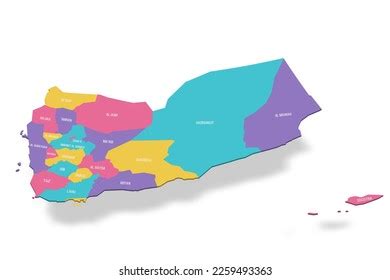 Yemen Political Map Administrative Divisions Governorates Stock Vector ...