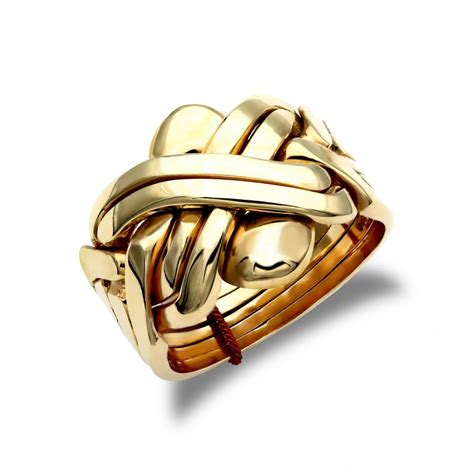 Men's Solid 9ct Yellow Gold 6 Piece Puzzle Ring