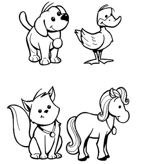 Dibujos de Animales para Pintar, Gatos, Caballos, Perros, Patos - Imágenes para Pintar