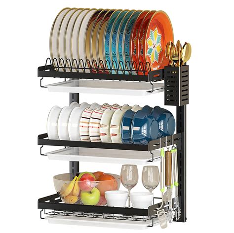 Buy PUSDON Wall ed Dish Drying Rack, 3 Tier Stainless Steel Hanging ...