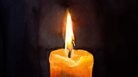 How to paint a candle in easy steps with watercolor - YouTube