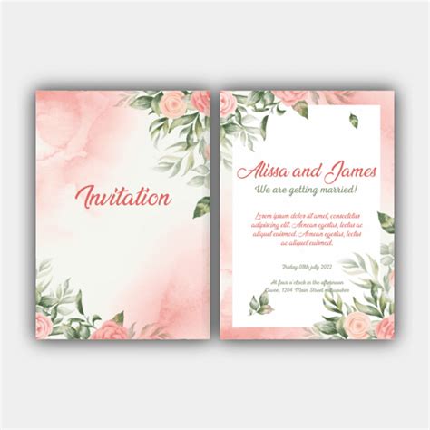 Design & Print "Floral Frame, Wedding, Peach, Green, White Invitation" Online