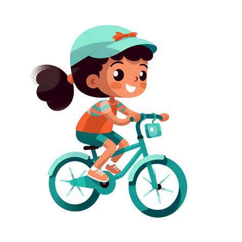 niña montando bicicleta dibujos animados clipart ai generado 24637599 PNG