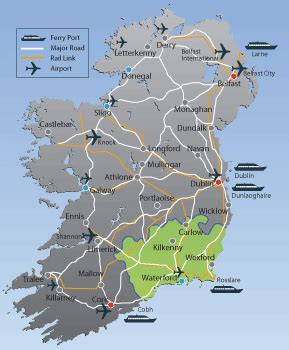 Map of South East Ireland - Map of Ireland City Regional Political