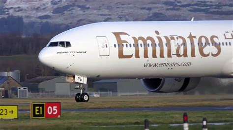 Emirates B77W arriving Glasgow Airport - YouTube