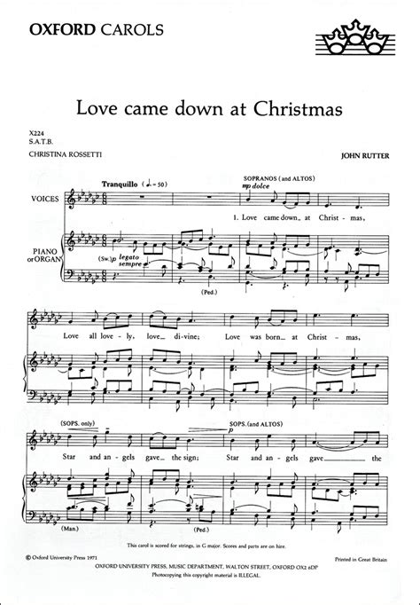 Love Came Down at Christmas (SATB ) by John | J.W. Pepper Sheet Music