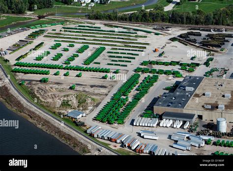 aerial photograph John Deere Harvester Works factory, East Moline, Illinois Stock Photo - Alamy