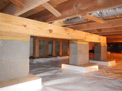 #Crawlspace Helper #Beam to prevent the joists from sagging. http://www.indianacrawlspacerepair ...