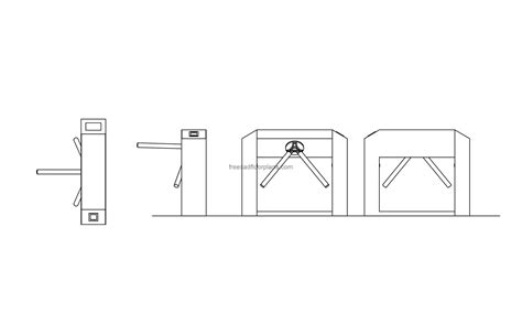 Tripod Turnstile - Free CAD Drawings