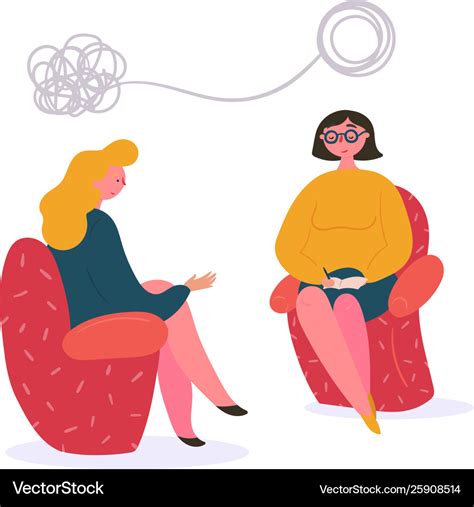 Woman at therapy with psychologist and therapist Vector Image