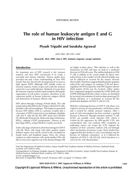 The role of human leukocyte antigen E and G in HIV - Downloaded from ...